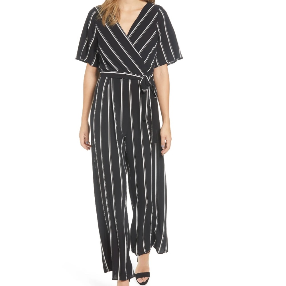 CLOSETCLEANOUT Nordstrom Black Striped Row A Jumpsuit